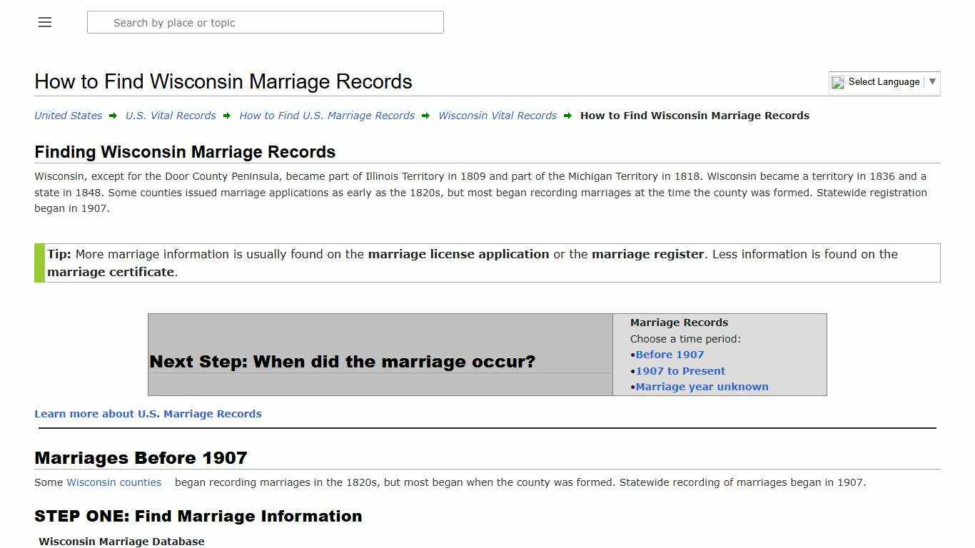 How to Find Wisconsin Marriage Records • FamilySearch