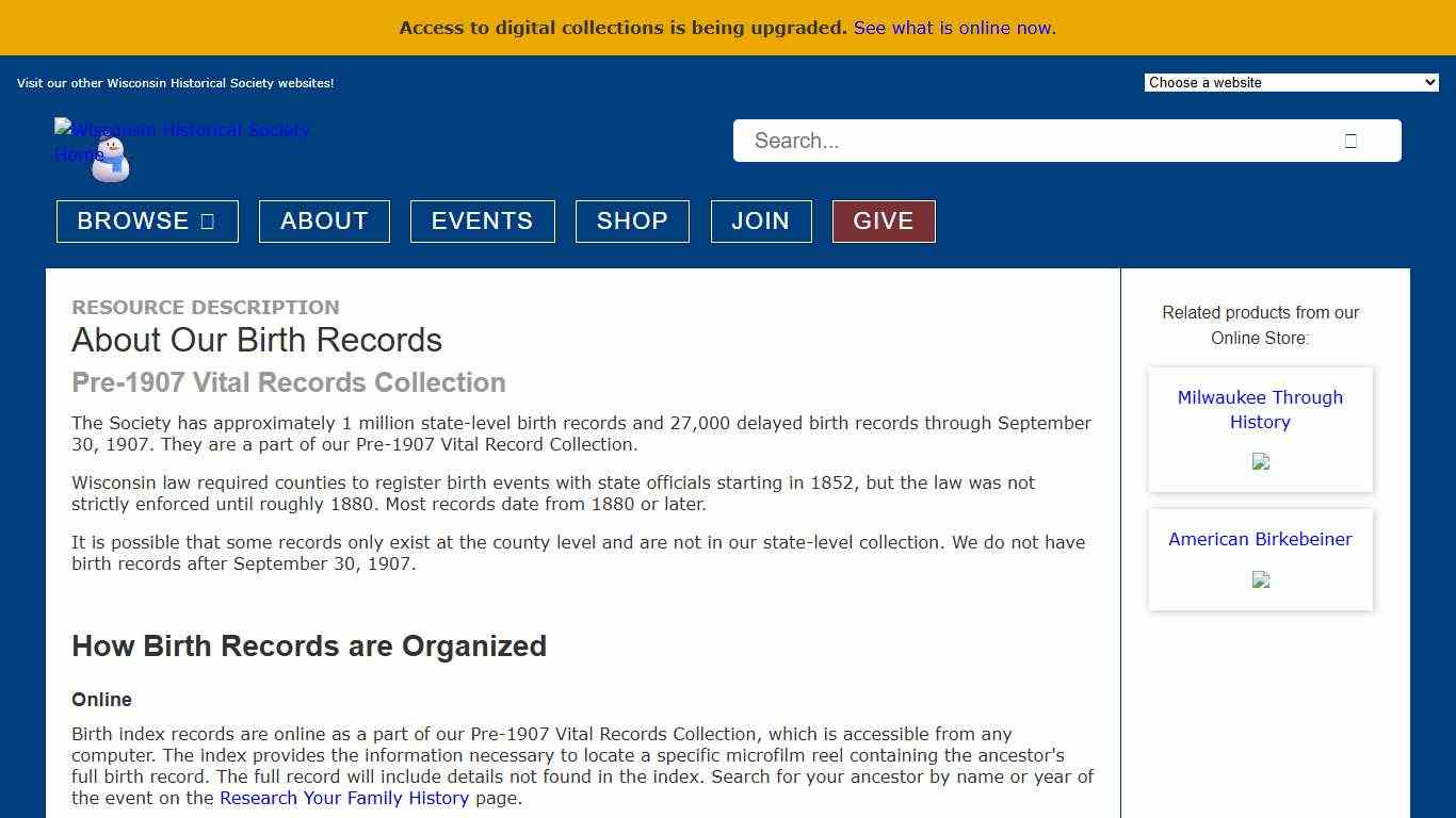Online Birth Index Records at the Wisconsin Historical Society Wisconsin Historical Society