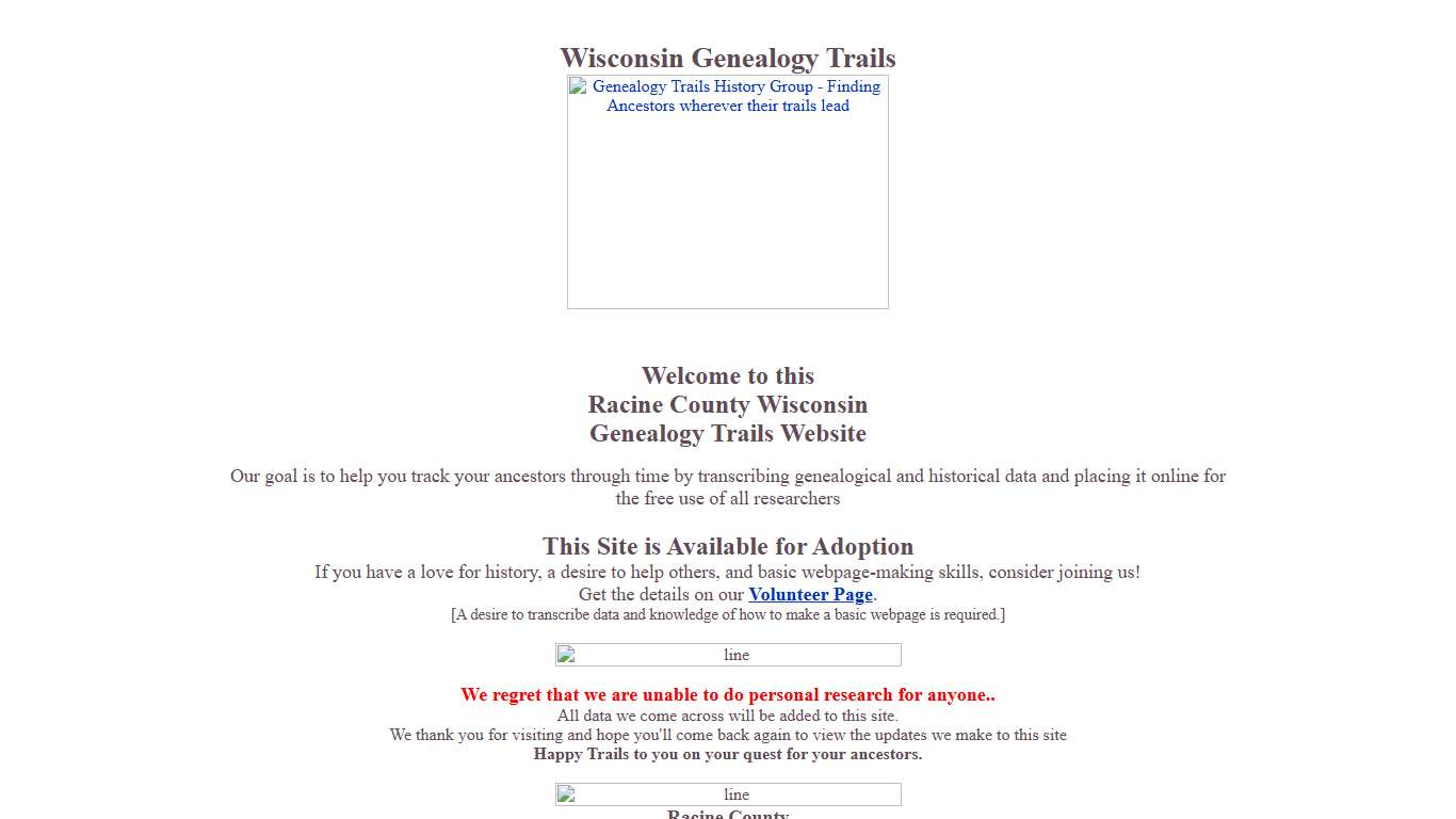 Free Family Records for Researching Ancestry in Racine County, Wisconsin